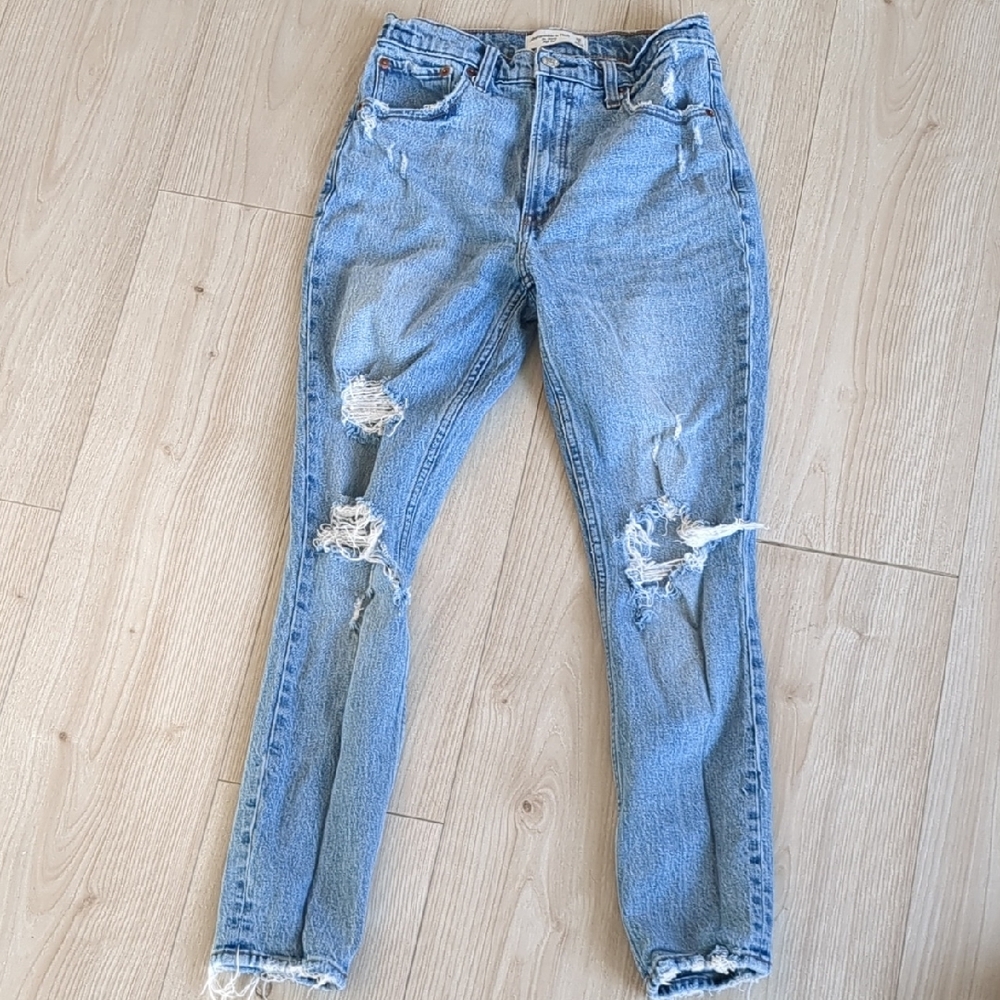 Abercrombie & Fitch Blue Skinny Distressed Jeans